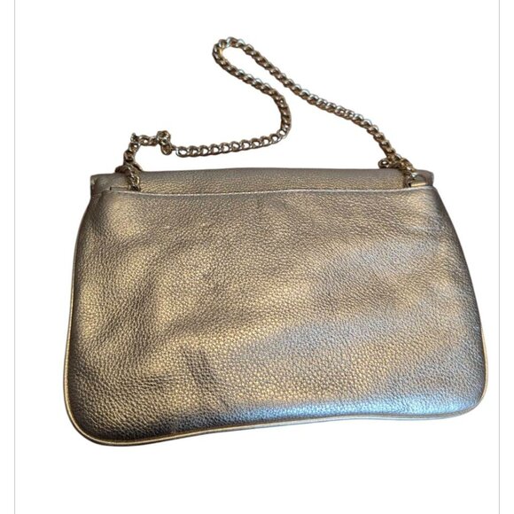 Michael Kors Purse Metallic Large Clutch Shoulder Bag in Gold with Chain Strap - Picture 3 of 8